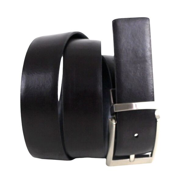 Calvin Klein BLACK BROWN REAL LEATHER 1 1/4"Wd REVERS CASUAL DRESS BELT 34 (t23 - Picture 1 of 16